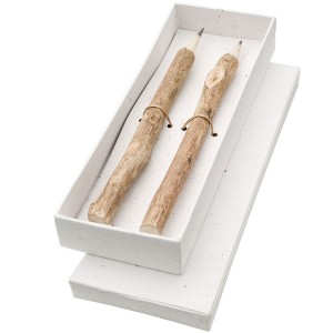 Set de 2 Crayons &agrave; Papier en Bois de Th&eacute;ier