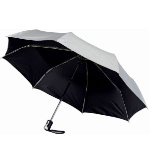 Parapluie pliant 21" 3 sections &agrave; ouverture et fermeture automatiques - Couleur argent - Objets publicitaires